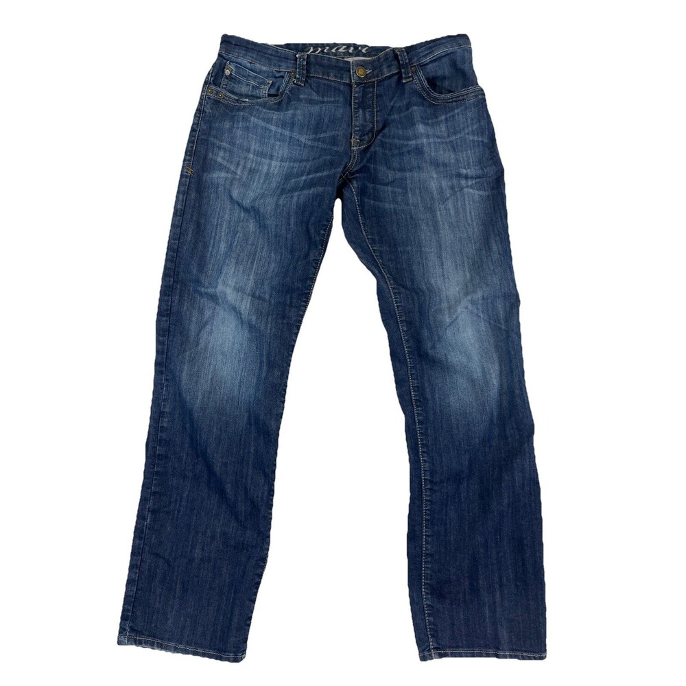 Mavi Zach Low-Rise Straight Leg Jeans Men's 38x34 Blue Denim Stretch